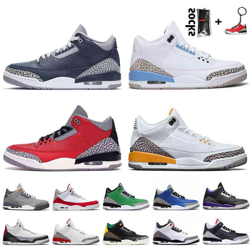 

Mens Shoes 3s UNC Georgetown Midnight Navy Jumpman 3 Laser Orange Red Cement Katrina Tinker Hatfield Court Purple Cool Grey