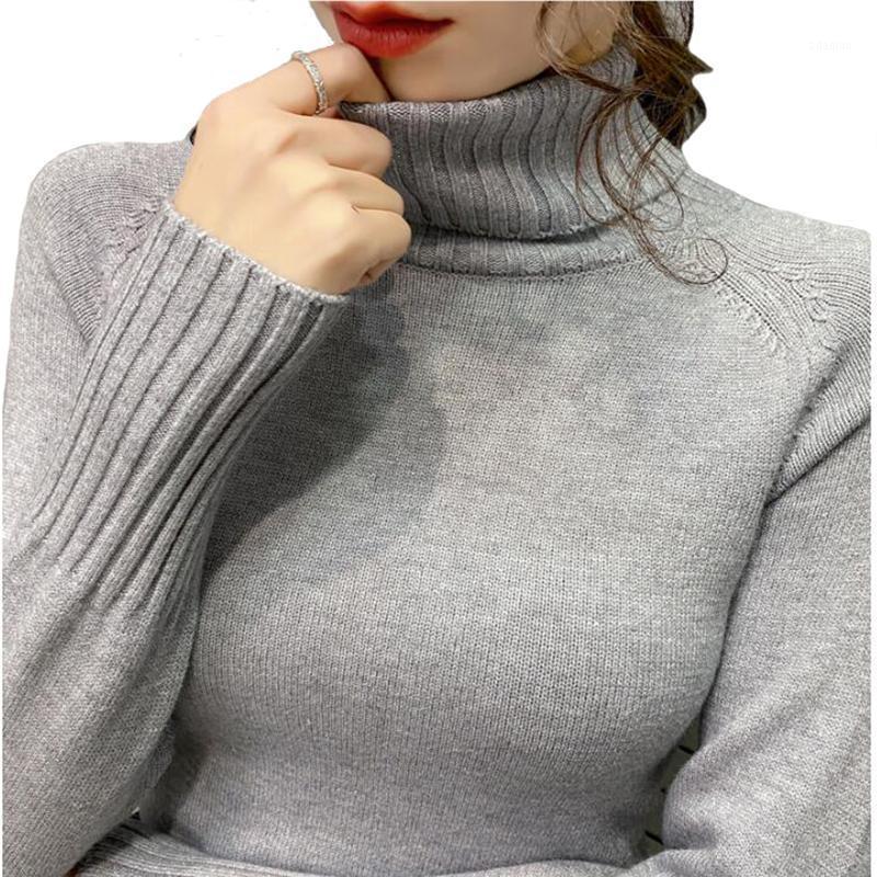 

Autumn Winter Women Knitted Turtleneck Sweater Long Sleeve Casual Soft Solid Jumper Fashion Slim Femme Elasticity Pullovers Women's Sweaters, Yellow