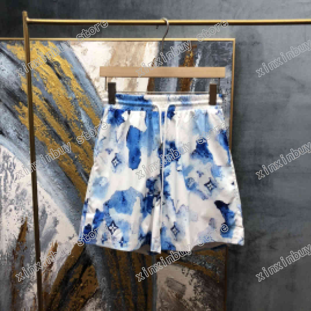 

21ss Mens designer shorts Beach pants watercolor letter printing Men Pant Casual letters Trousers black white blue 05