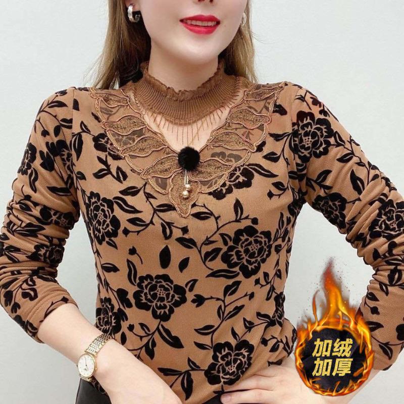 

Women's Blouses & Shirts Blouse Women Turtleneck Print Fall And Winter Clothes 2021 Plus Size Long Sleeve Top Blusas Ropa De Mujer, White