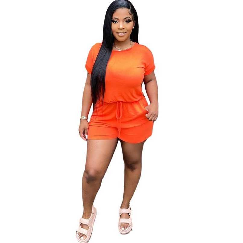 

Product Solid Color Bandage High Waist Biker Shorts With Pocket Lounge Wear Rompers Jumpsuits Women Playsuits 210525, Green