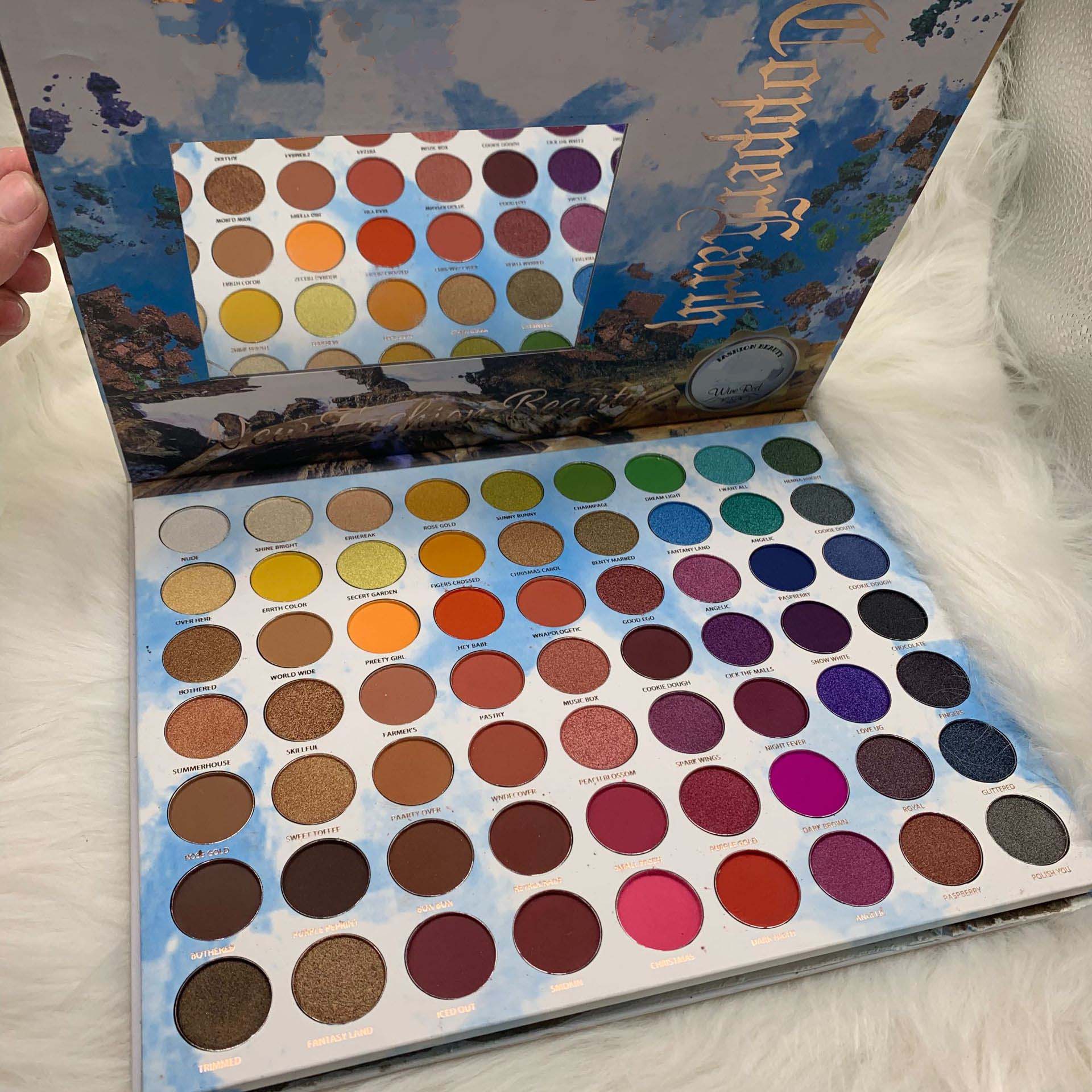 Premium Brighten Color Matte & Shimmer 63 Colors Eyeshadow Palette Cosmetics Water-Resistant Long Lasting Easy To Wear Eye Pigment Pressed Powder-image-490706924