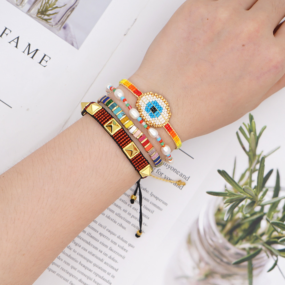 

Rttooas Turkish Evil Eye s Women Fashion Rivet Charm Pulseras Mujer Moda 2020 Handmade Loom Bead Bracelet