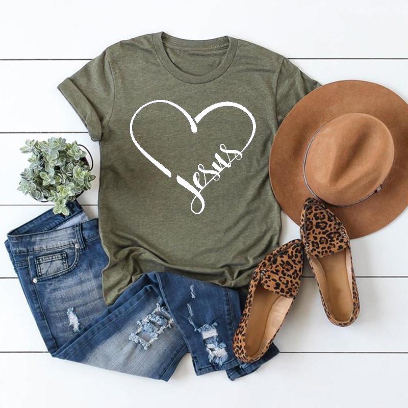 

Women' T-Shirt Jusus Shirts Church Religious Tops Love Women Summer Cotton Top Printed T O-neck Short Sleeve Graphic Tees, Blue