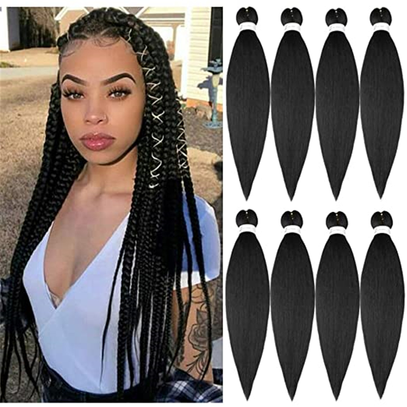 

Wholesale Synthetic Braiding Hair Pre Stretched Braiding Hair Extension Ombre Mix Color Easy Braids Yaki Texture Hair, 1b silver