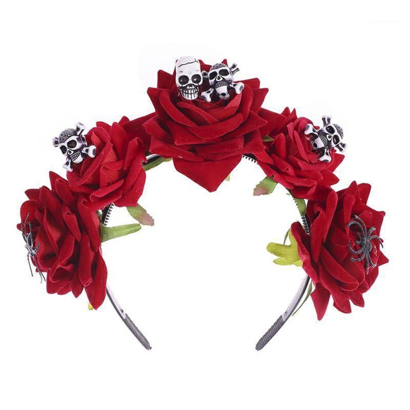 

Hair Clips & Barrettes Halloween Day Of The Dead Headband Velvet Bloomy Rose Flower Hoop Horror Skull Spider Cosplay Festival Headpiece C1FE, Golden;silver