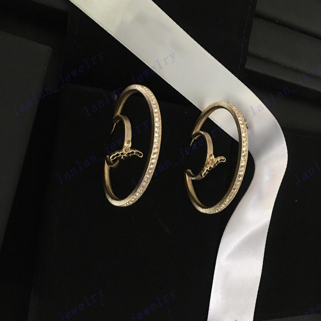 

Women's Stud Moon Ring 925 Silver Needle Classic Double Letter Logo With Box L0-C25, Golden;silver