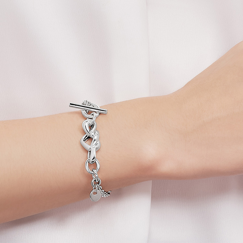

100% 925 Sterling Silver Charm Bracelets For Women DIY Jewelry Fit Pandora Beads Lady Gift With Original Box T Hearts Shape Bracelet