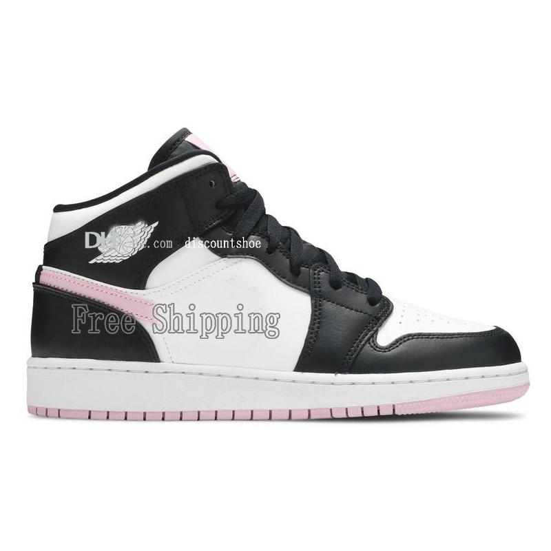 

Jumpman 1 Mid GS White Light Arctic Pink Basketball Shoes 1s High Women Men Sneakers shoe Sports 555112 103