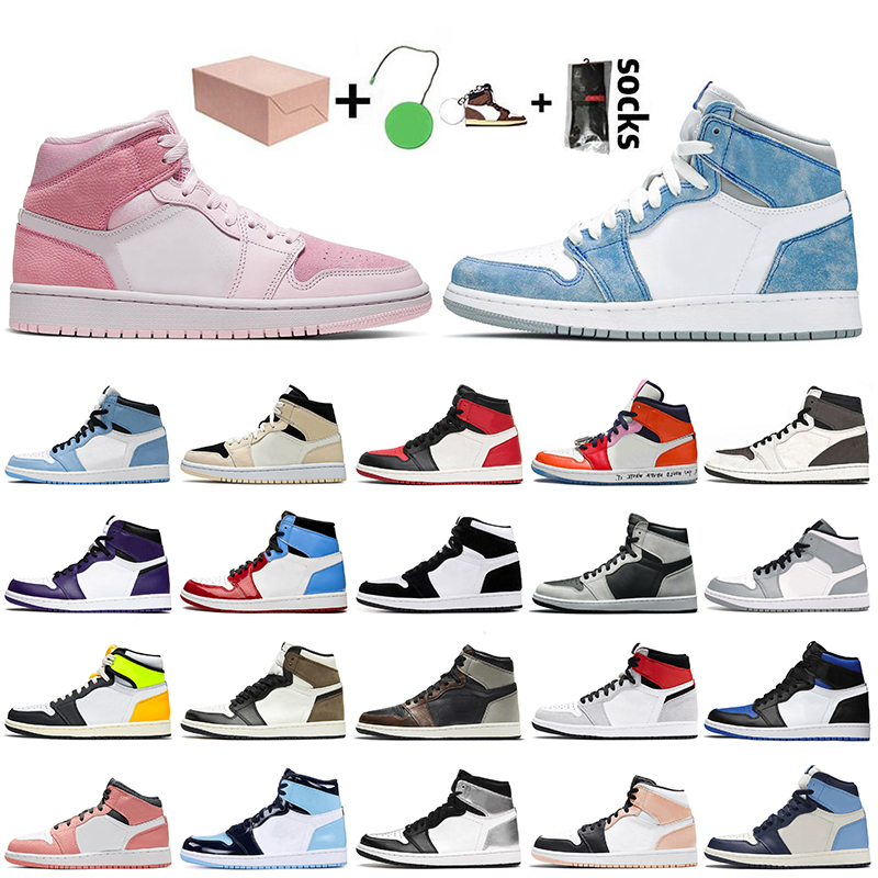 

2021 With Box Jumpman 1 Basketball Shoes 1s Women Mens Mid Digital Pink High OG Hyper Royal Alternate Cactus Jack Trainers Sneakers, #20 gold toe 36-46