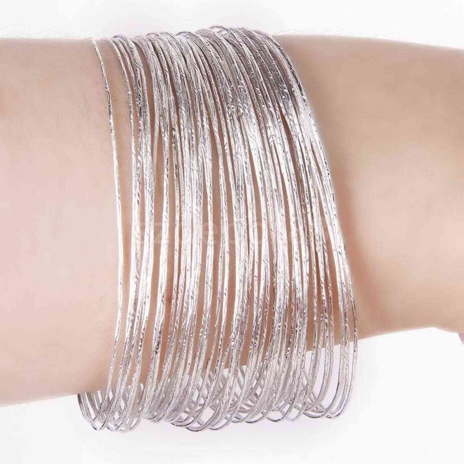 

50pcs Bulk Fashion Silver Color Ultra Thin Hoop Bracelet Cuff Bangle Wristband, Golden;silver
