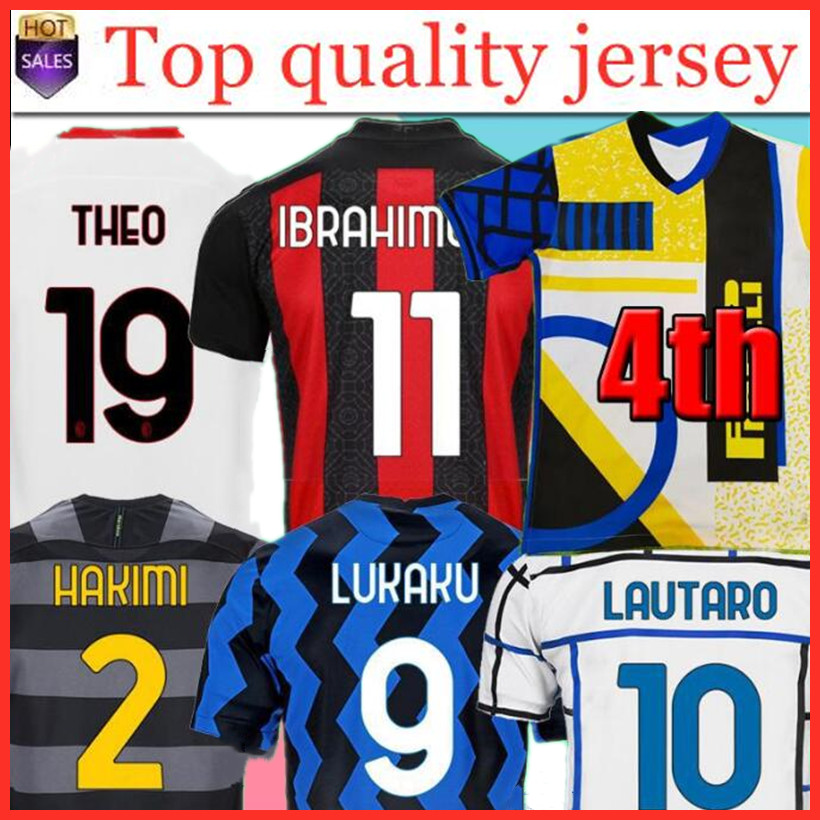

IBRAHIMOVIC THEO MANDZUKIC 20 21 22 soccer jersey 2020 2021 2022 fourth 4th football jersey shirt kids set LUKAKU LAUTARO ERIKSEN TONALI BRAHIM