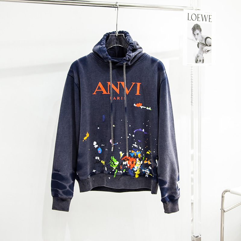 

2021 Autumn Winter Paris Splash Ink Hand Painted Collaborate Hoodie Skateboard high street Hoody Unisex streetwear Hooded Sweatshirt, Green hoodie