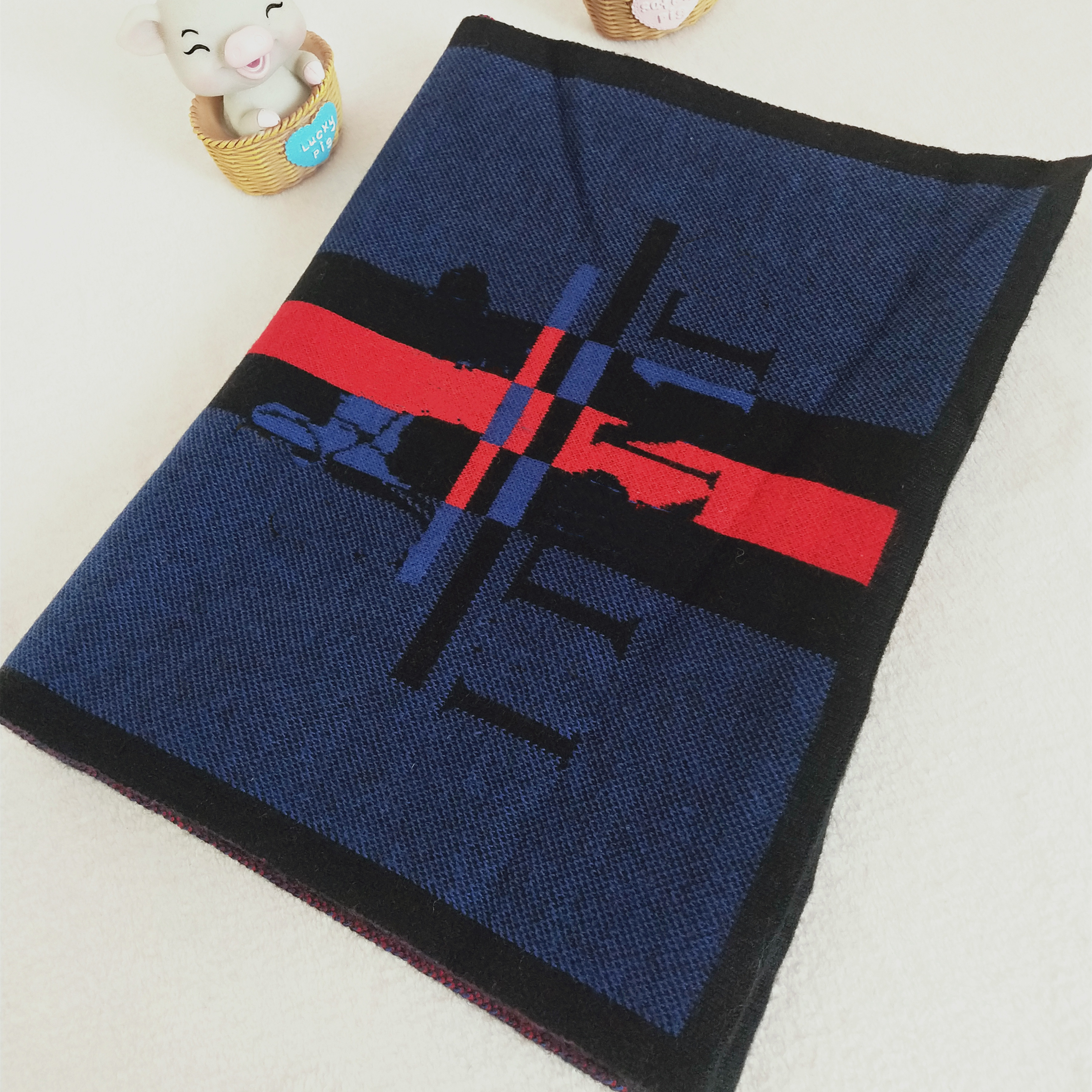 

High-end designer Men's Scarf fashion brand autumn/Winter knitted Wool warm towel 180*35cm no box, Blue;gray