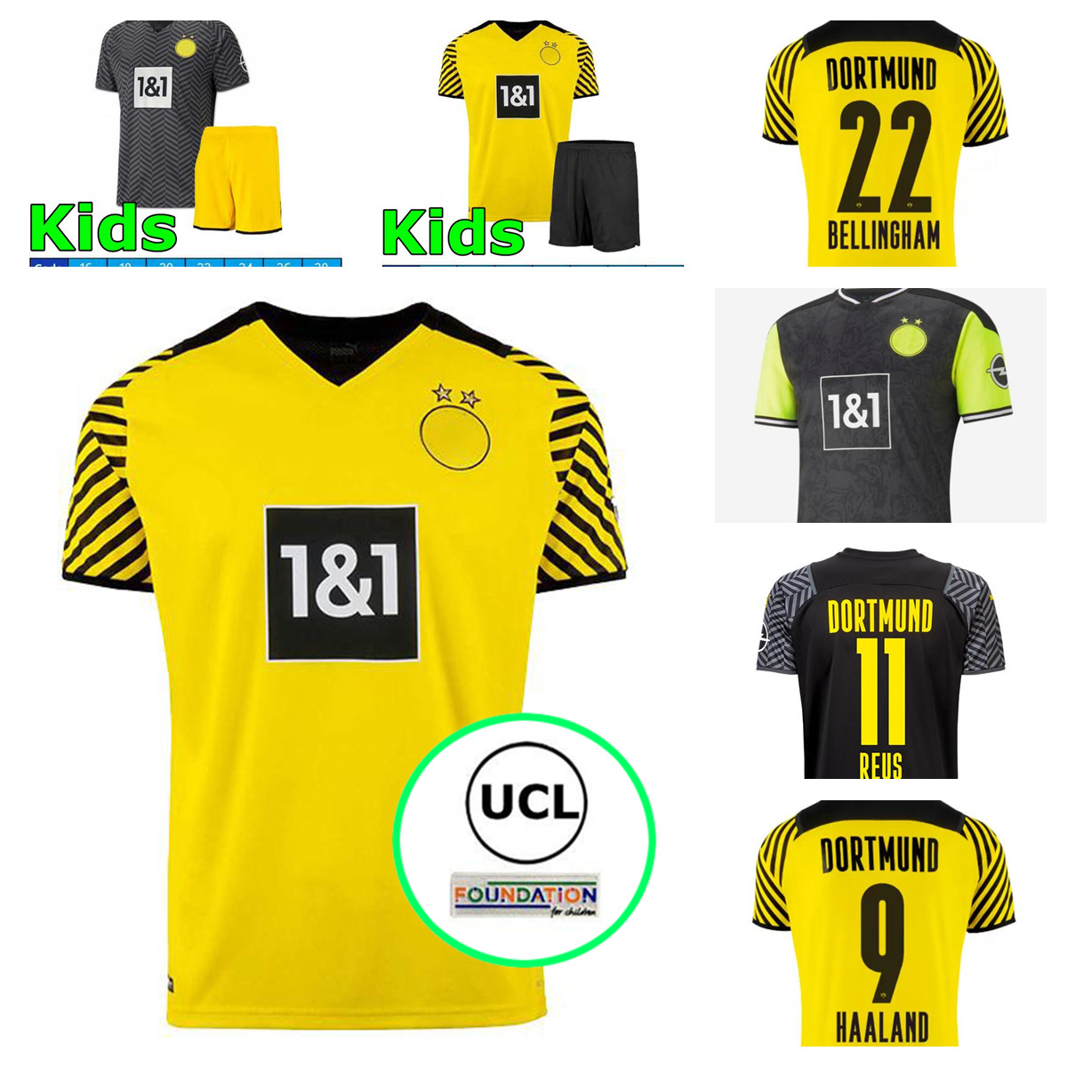 

21 22 dortmund #11 REUS Soccer Jersey 2021 Home M.GOTZE SCHULZ BRANDT BELLINGHAM SANCHO HAALAND shirt HAZARD WITSEL Borussia football uniforms, Black;yellow