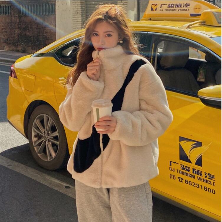 

Autumn and winter vintage classic jacket, fashion sweater men women with the same Chaquetón knitwear hoodies lamb wool coat, thickened overcoat Fur imitation of mink, 99