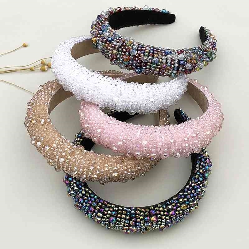 

hair Fashion accessories sponge hoop Za same crystal particle size BEADED HAIR BAND