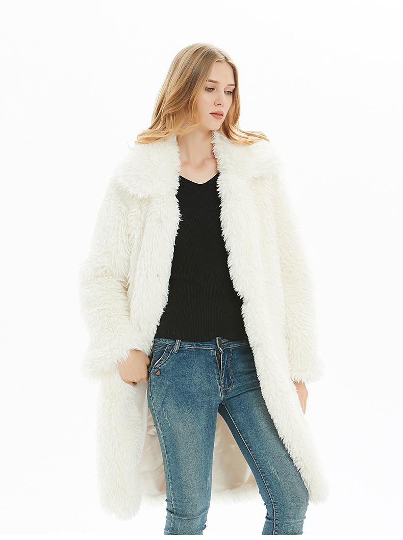 

Women's Fur & Faux Winter Casual Solid Teddy Coat Women Long Sleeve Fleece Jacket Lady Turn Down Collar Lamb Outerwear Fourrure Femme, Black