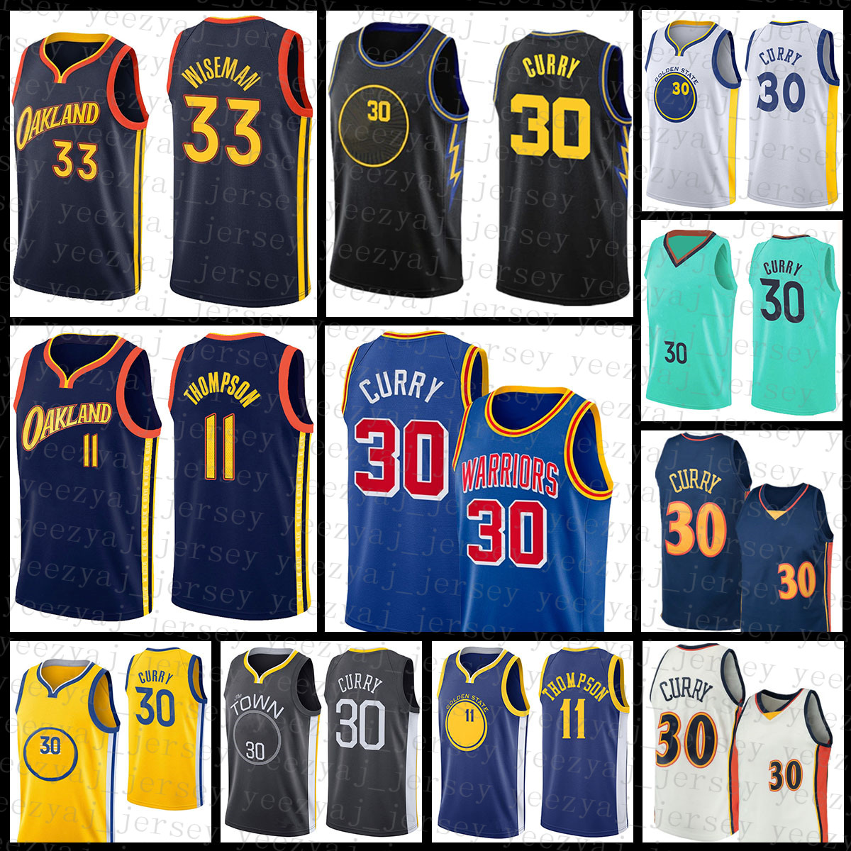

Golden Basketball Jersey State 2021 New Warriores Stephen 30 Curry Mens James 33 Wiseman Youth Kids Klay 11 Thompson Black, Mens jersey