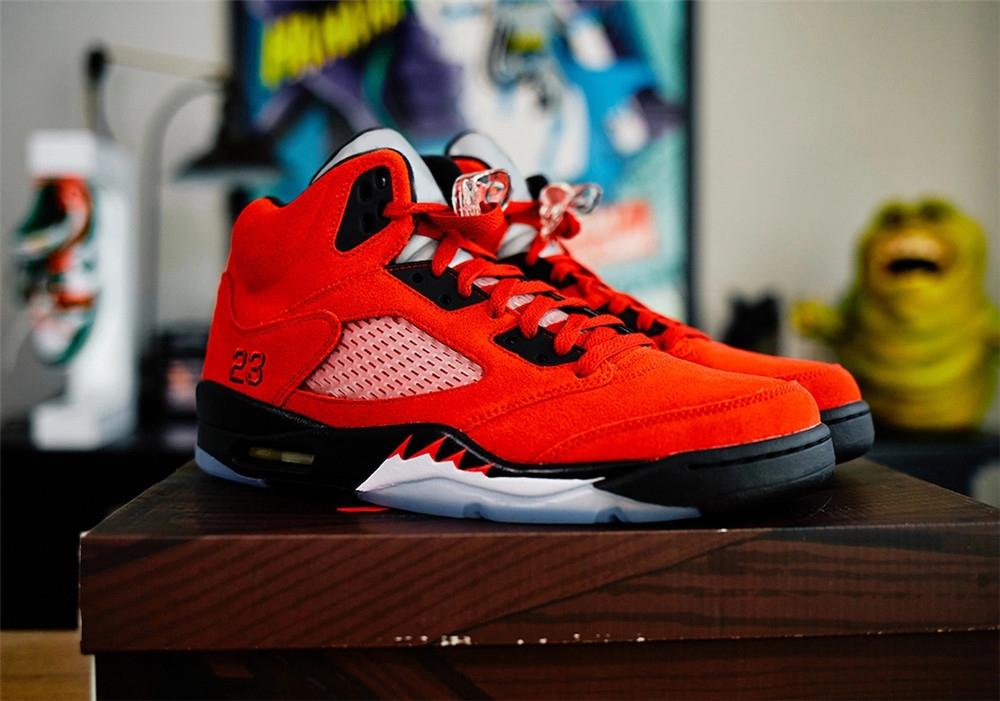 

2021 Release Authentic 5 Raging Bull Outdoor Shoes Men Varsity Red Black White 5S Suede DD0587-600 Sneakers Zapatos Sports With Original Box