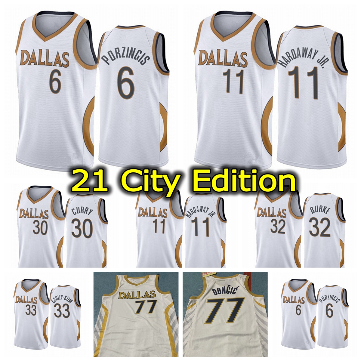 

2021 Mens Hot Pressing Customized Basketball Jerseys 6 Porzingis 77 Doncic 11 Hardaway 33 Cauley-Stein 32 BURKE 30 CURRY 16 Johnson, Color1