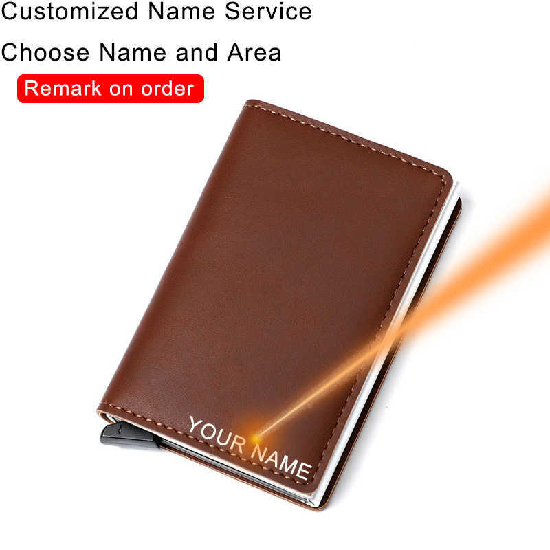 

DIENQI Rfid Leather Credit Card Holder Men Wallet Male Metal ID Bank Cardholder Case Tarjetero Hombre Porte Carte Kartenetui, Black a