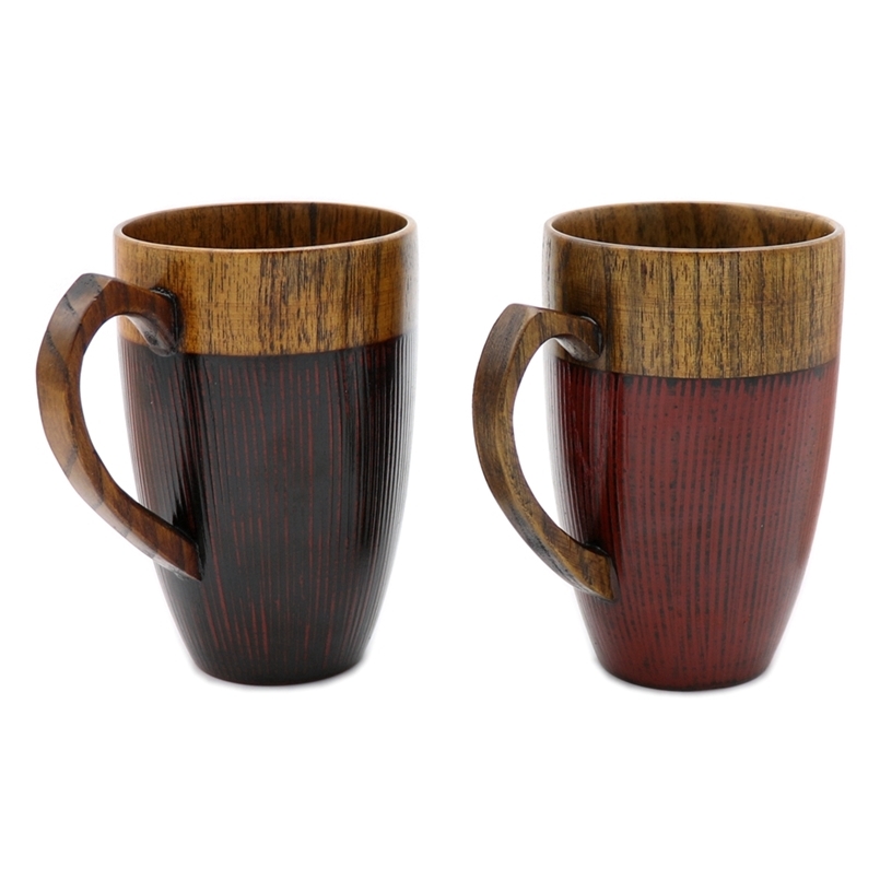 

Handmade Wooden Cup Wood Coffee Tea Beer Juice Milk Water Mug Primitive Natural 210827, Yellow