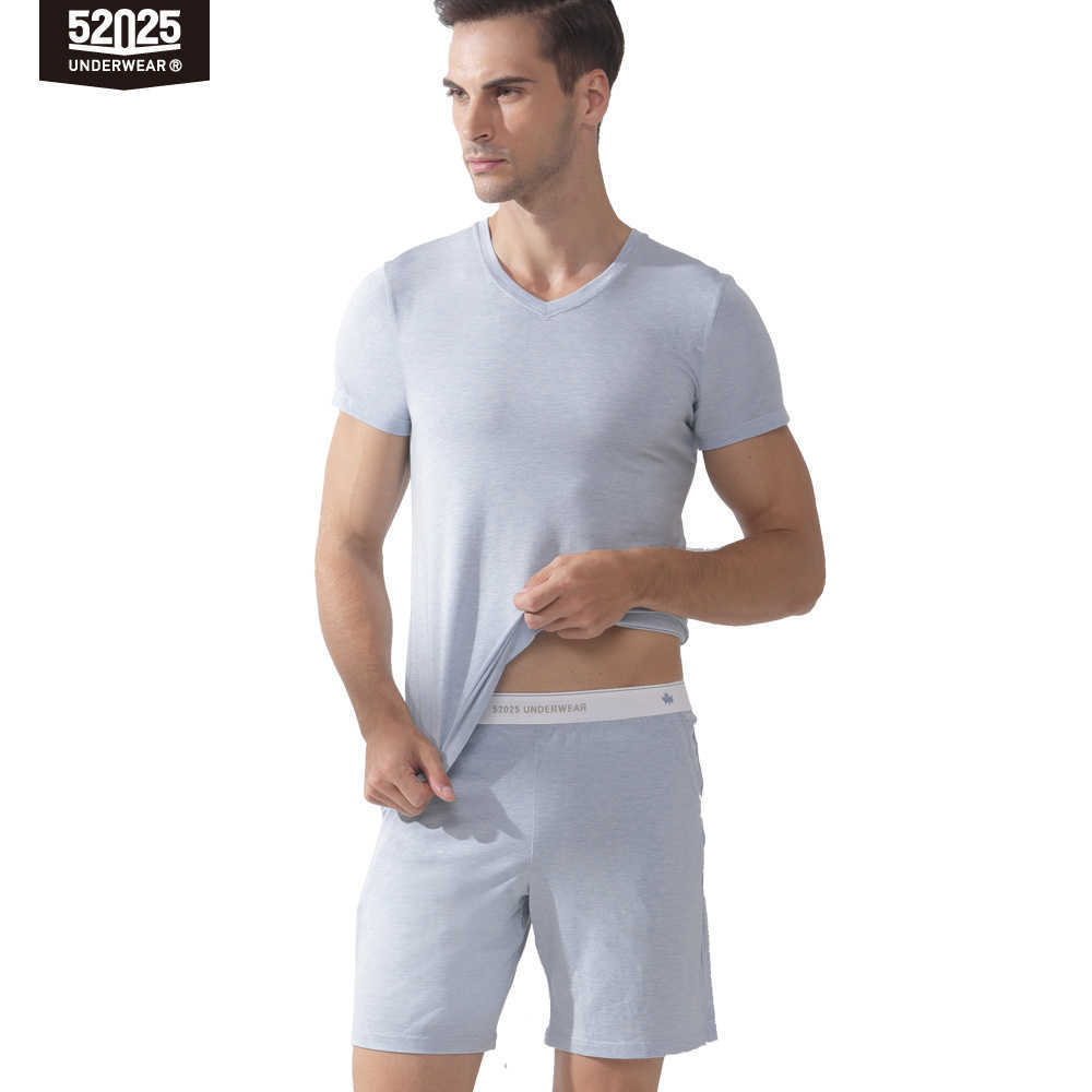 

52025 Mens Pajamas Set Sleepwear Modal Soft Comfortable Loungewear Men Pyjama Set Home Clothes Pijama hombre Sleep shorts LJ201113, Light grey set