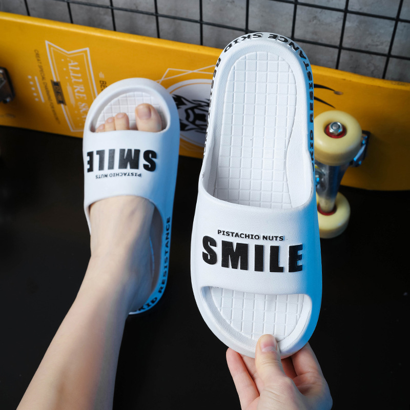 

luxury slippers slippers wear fashion men's indoor bathroom bath in summer thick bottom lovers' home slipper, Black