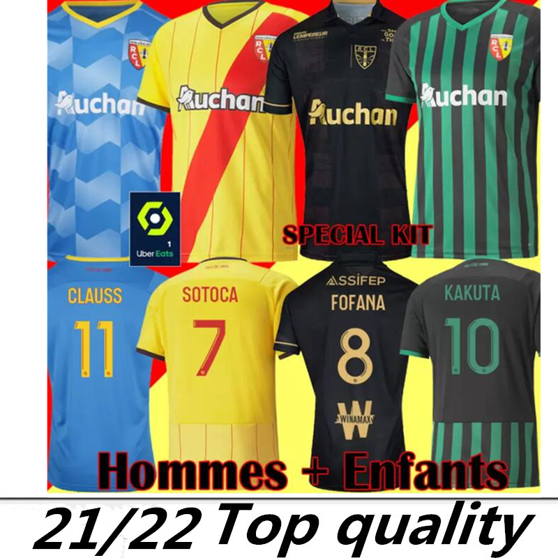 

21 22 Maillot Lens RC Soccer Jerseys Kakuta Ganago Sotoca Fofana Gradit Fortes Banza Cahuzac Doucoure 2021 2022 RC Lens Football Shirts Men Kit SD Teams Home