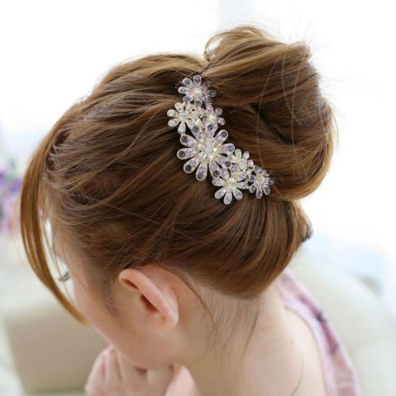 

Hair Clips & Barrettes Fashion Flower Ornament Hairpin Crystal Hairclip Women Lady, Golden;silver