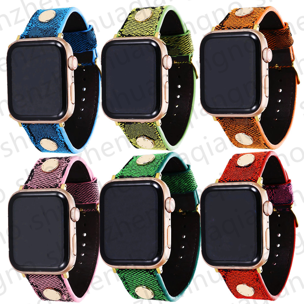 

Watch Bands for iwatch 7 SE 6 2 3 4 5 Series I Watch Strap 41mm 45mm 42mm 38mm 44mm Rivet Gold Link Chain Wristband Fabric Leather Smart Straps Fashion Designer Women Men, Customize
