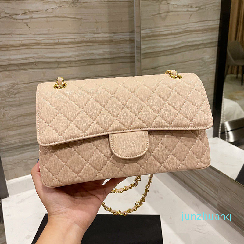 

Designer- Women bags Classic Leather Bags Womens Luxury Chain Gold Hardware Double Flap Totes Calfskin Handbags, Red