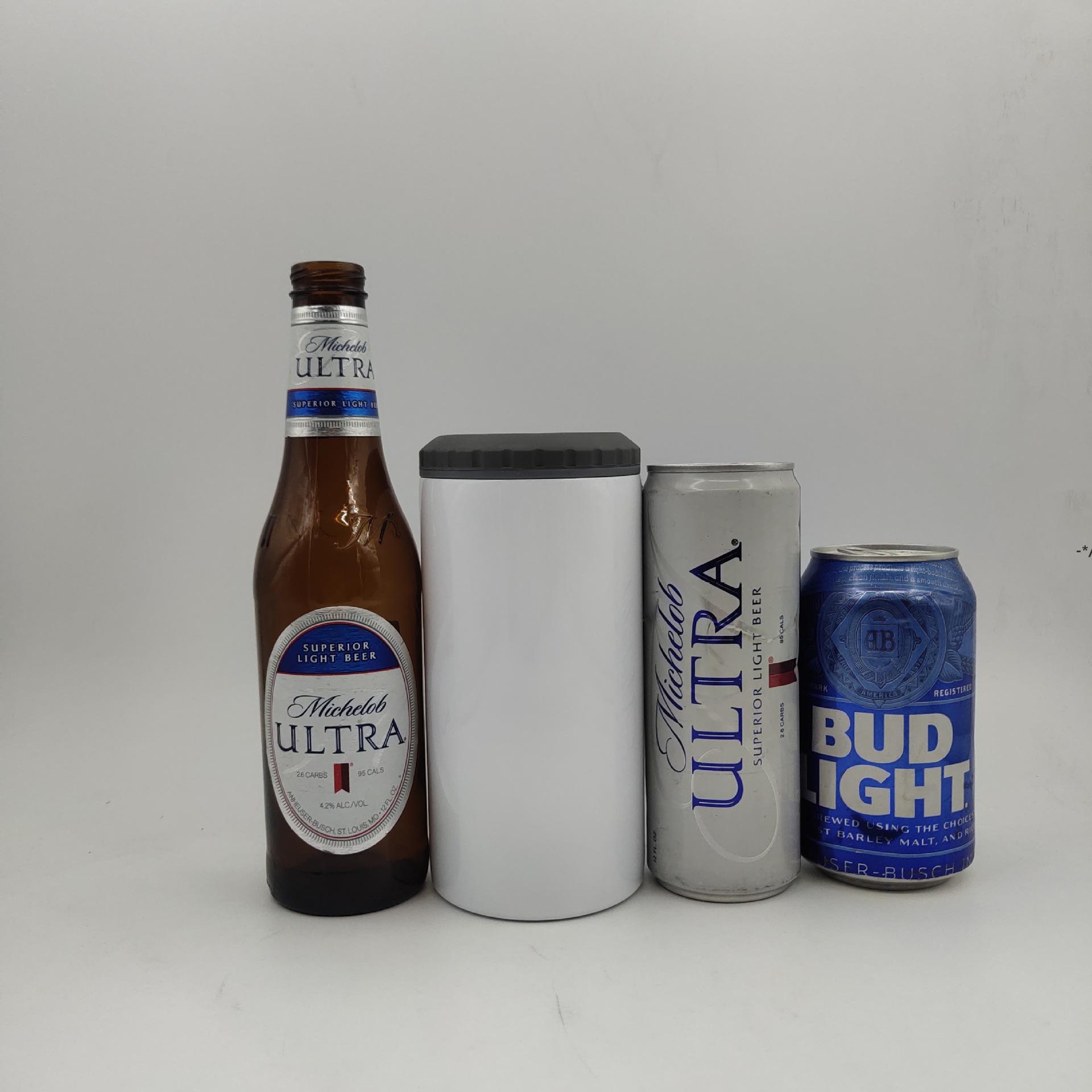 

sublimation 16oz 4 in 1 tumbler blank can cooler white Stainless Steel straight tumbler with 2 lids sea shipping HHB10961