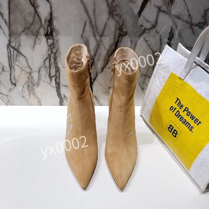 

2021 Luxury Leather Pointed Toes Womens Ankle Boots Fashion Designer Sexy Ladies Red Bottom High Heels Shoes Pumps 35-41, 02