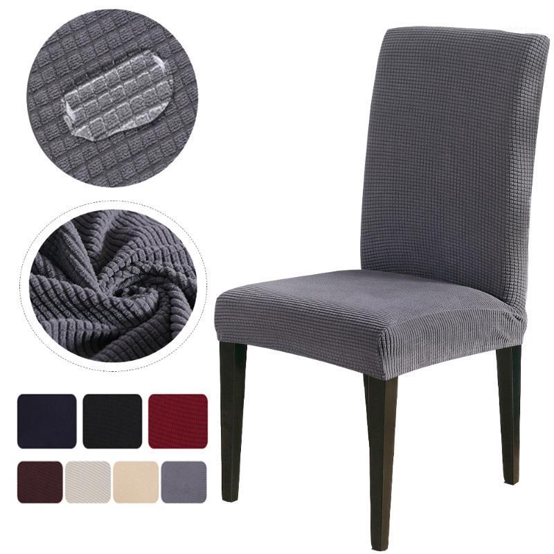 

Knitting Jacquard Elastic Stretch Dining Chair Cover Waterproof Solid Color Protective Slipcovers For Banquet Wedding Covers