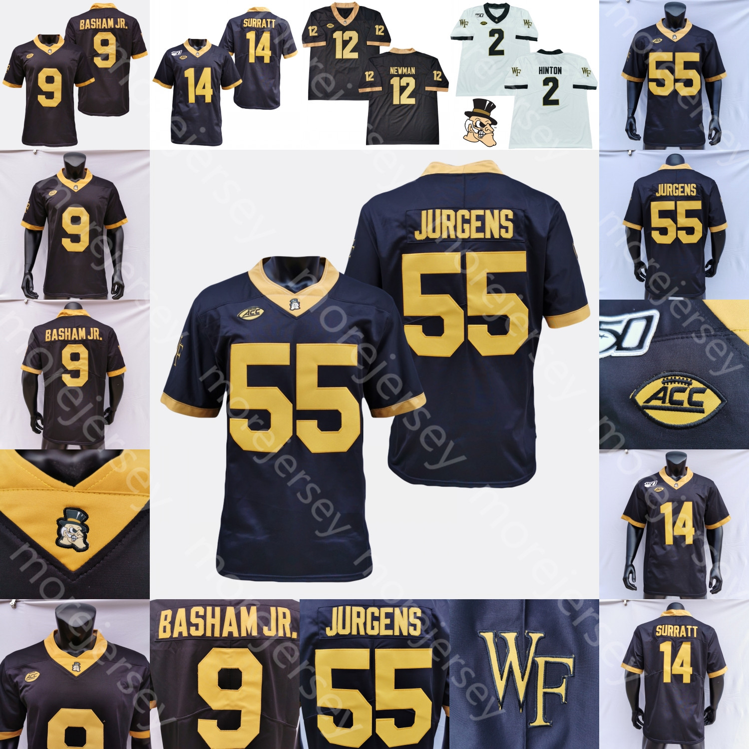 

Custom Wake Forest Demon Deacons Football Jersey NCAA College Carlos Basham Jr. Hartman Beal-Smith Roberson Ellison Christian Turner A.T. Perry Jasheen Davis Taylor, Black