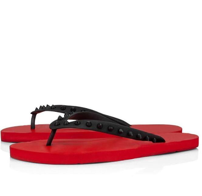 

Designer Luxury Red Bottom Sandals Studded Spikes Flip Flops Men Women Slippers outdoor Platform Slipper Casual Shoes With Box, Color 14