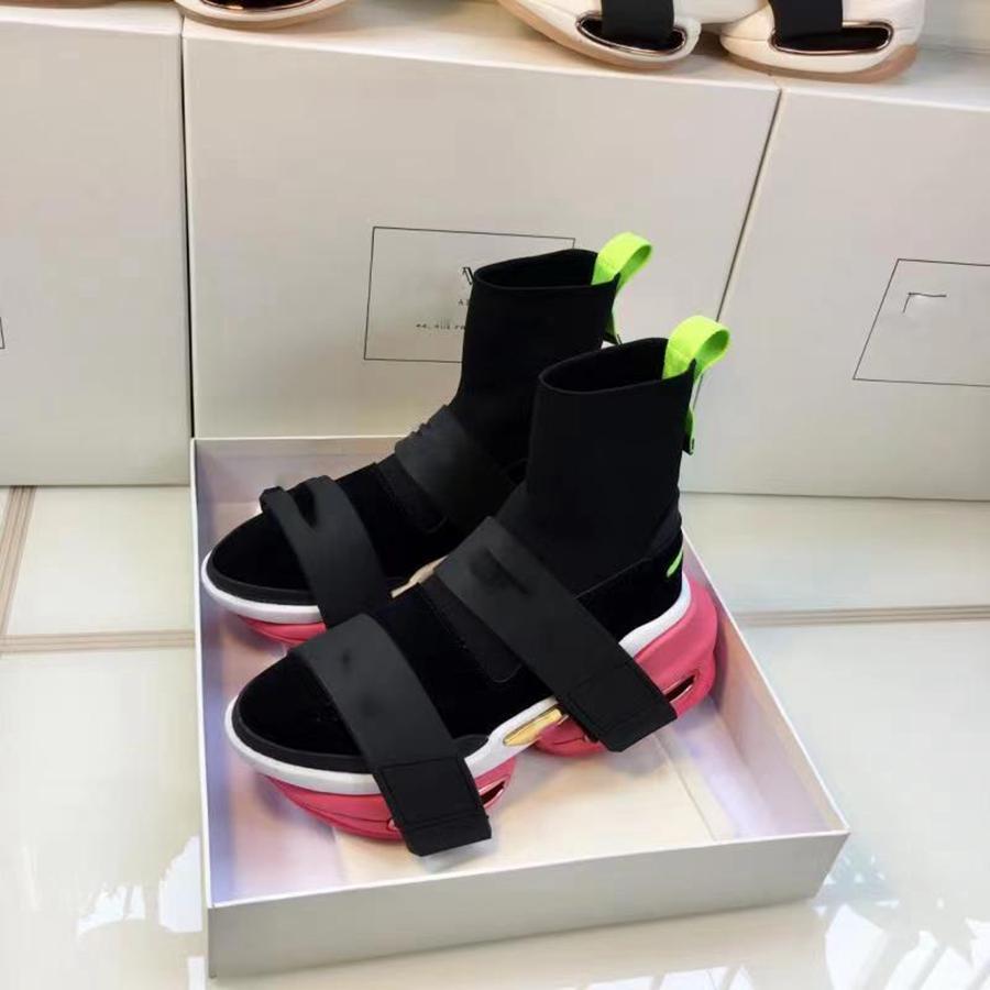 

2021autumn and winter brand designer sneakers, BBold elastic mesh cloth socks, Outdoor girl Boots knitted high-top women shoes, Black