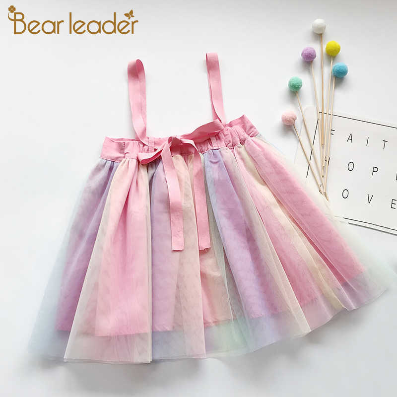 

Bear Leader Girl Dress Sleeveless Summer Sling Dress Top Mesh Polka Dot Cute Colorful Candy Beach Dresses Children Clothing 210708, Ay574
