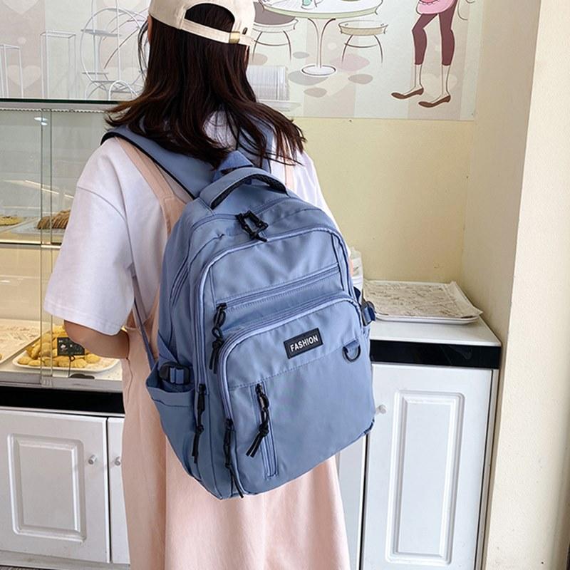 

School Bags White Backpack For Women Nylon Bag Teen Girls Travel Rucksack Casual Ladies Large Capacity Backpacks Cute Female Mochila, Beige