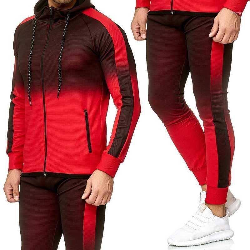 

Men's Tracksuits Autumn Winter Mens Tracksuit Set 2 Pcs Men Gradient Sweatsuits Sports Suit Gym Clothes Running Clothing Male Sets1, Gray