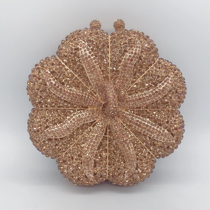

Evening Bags XIYUAN Women Ab Gold Crystal Bag Pink Rhinestone Clutch Bridal Floral Handbag And Purse Wedding Party Diamond
