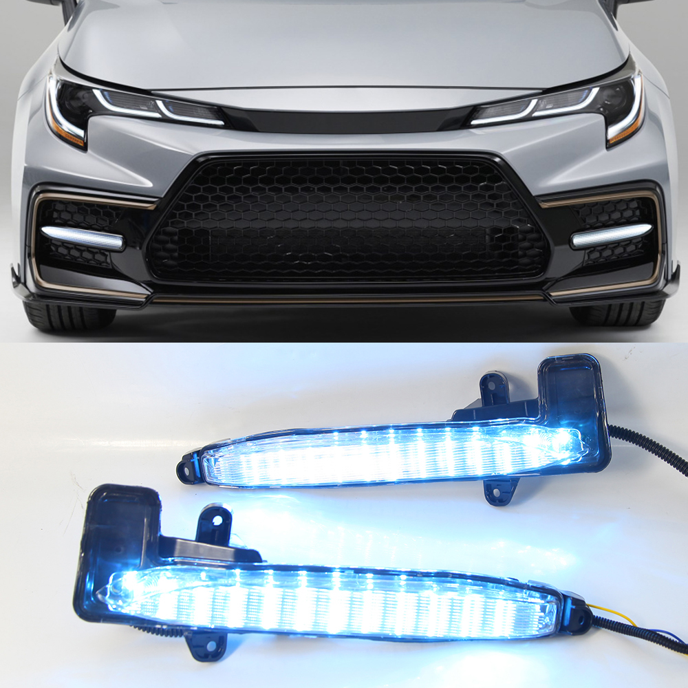 Compatible with 19-21 Corolla L/LE/XLE LED Daytime Running Light DRL Turn Signal Lamp 2PCs, White Amber Blue