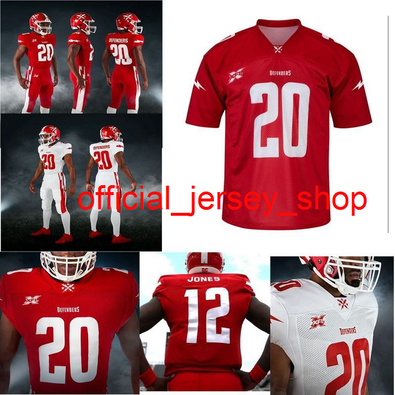 

2020 DC Defenders Jerseys Jonathan Massaquoi Jersey Doran Grant KeShun Freeman Bradley Sylve Red XFL Football Jerseys Custom Stitched, Mens white custom only number(no name)