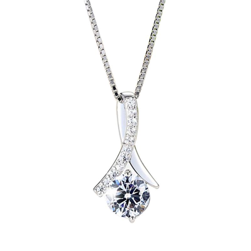 

Chains Necklace Plated Jewelry Clavicle Women Chain Simple Wild Silver Micro-inlaid Pendant Zircon Necklaces & Pendants