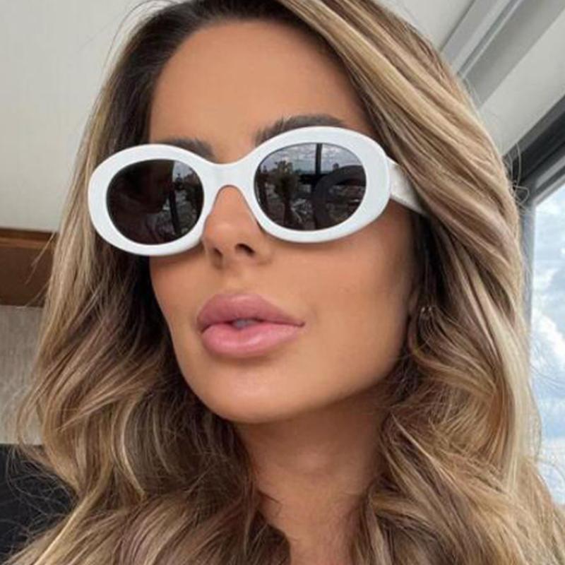 

Sunglasses Vintage Oval Ladies Trendy Retro Women Round Glasses UV400 Male Female Black White Traveling Eyewear