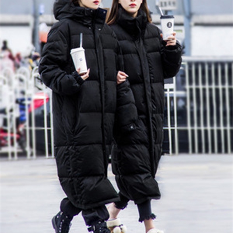 

Black down jacket women's super long knee to ankle 2021 new fashion ins thickened Korean version for men and women