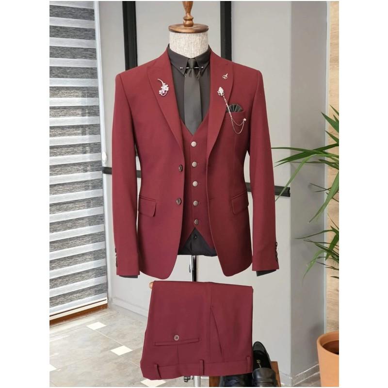 

Men's Suits & Blazers Burgundy Black Grey Light Khaki Men 2 Buttons Wedding Tuxedo Terno Masculino Prom Groom Pcs Slim Fit Blazer Jacket+Pan, Beige