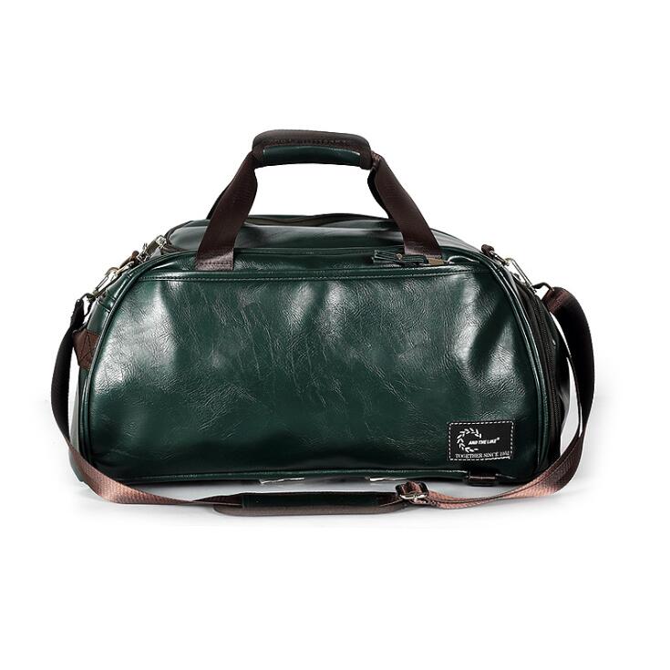 

Factory wholesale men handbag simple green leather fitness bag fashion wet and dry sports handbags outdoor sportses leisure leathers travel bags